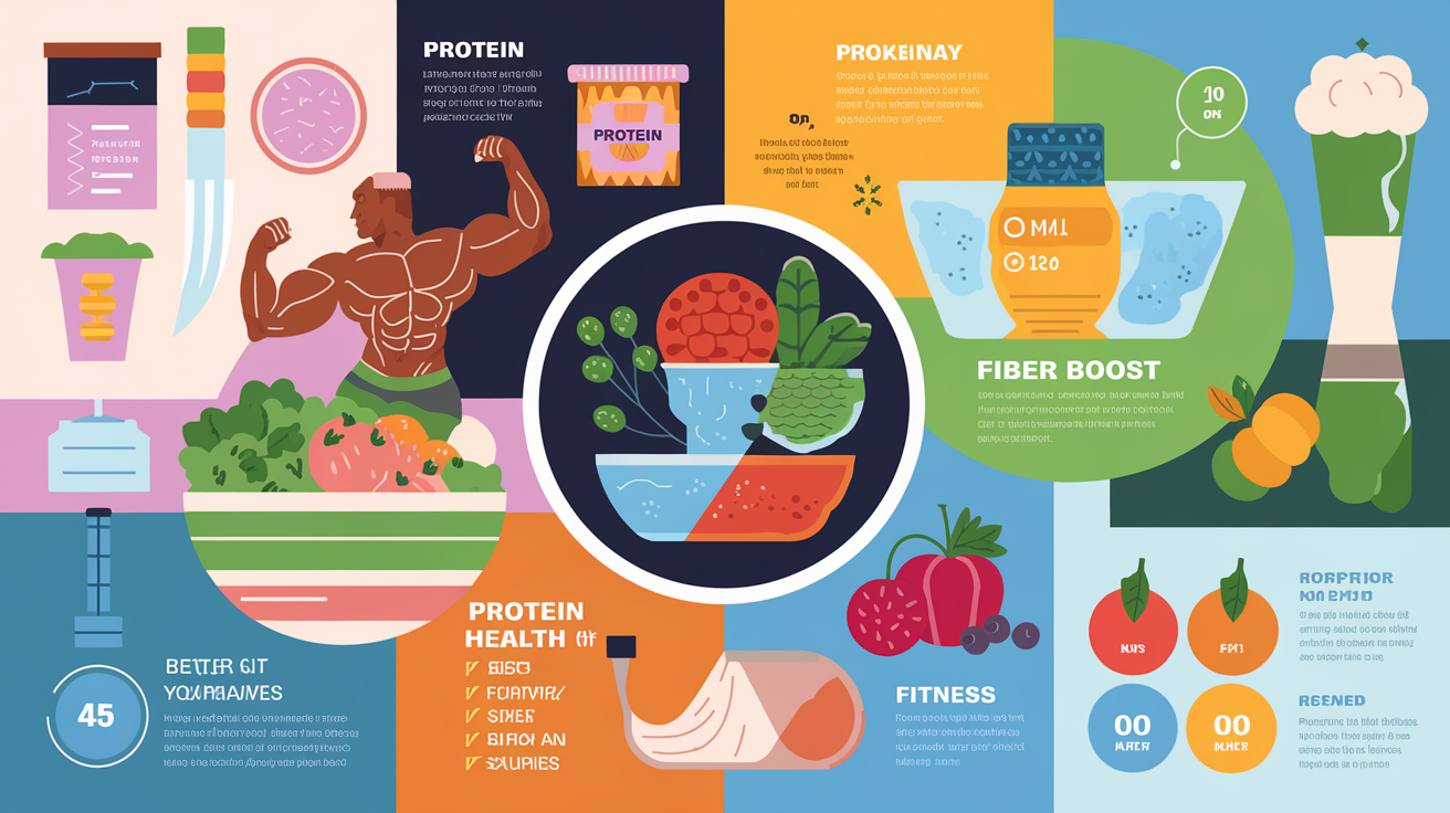 Infographic: High-protein yogurt recipes for better gut health and fiber boost.