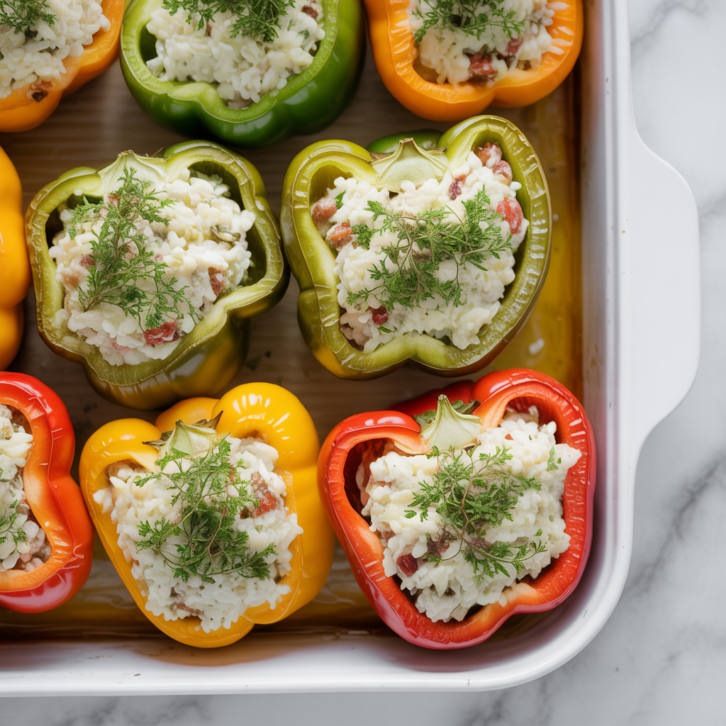 Cottage Cheese Greek Stuffed Peppers